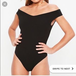 Misguided Black Bardot Bodysuit